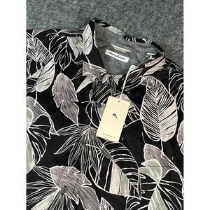 Tommy Bahama Bonita Cove BT Black‎ Tropical Leaf Shirt 3XL Camp